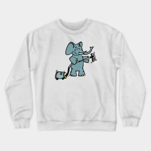 Elephant with Vacuum Cleaner Crewneck Sweatshirt